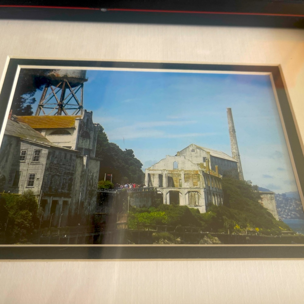 5x7 original photo of Alcatraz in San Francisco. Framed made to hang on the wall